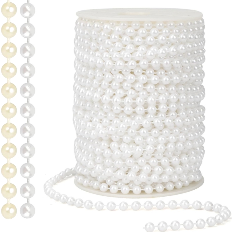 Pearl Trim Chain - 2/5M ABSเลียนแบบไข่มุกลูกปัดสายด้าย 4/5/6/8/10 มม.สําหรับงานแต่งงานตกแต่งDIYเครื่องประดับอุปกรณ์เสริม