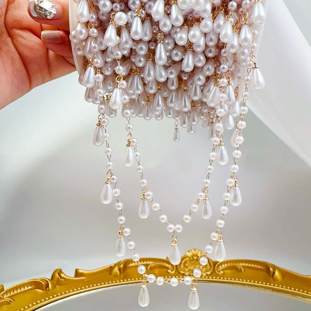 Pearl Trim Chain - 0.5M 1M เลียนแบบ Pearl Waterdrop Charm