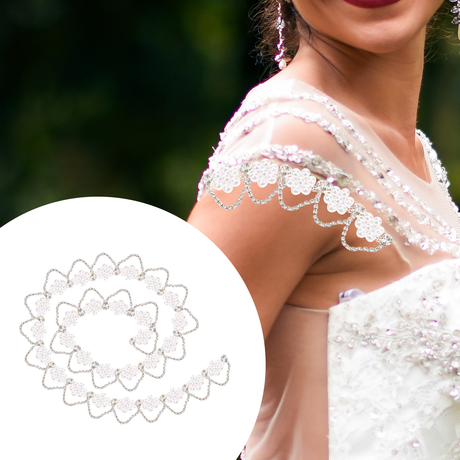Pearl Trim Chain - สายโซ่ประดับมุกและคริสตัลสำหรับตกแต่งเสื้อผ้า DIY ระดับพรีเมียม อุปกรณ์ตกแต่งที่คาดผม รองเท้า และเครื่องประดับ