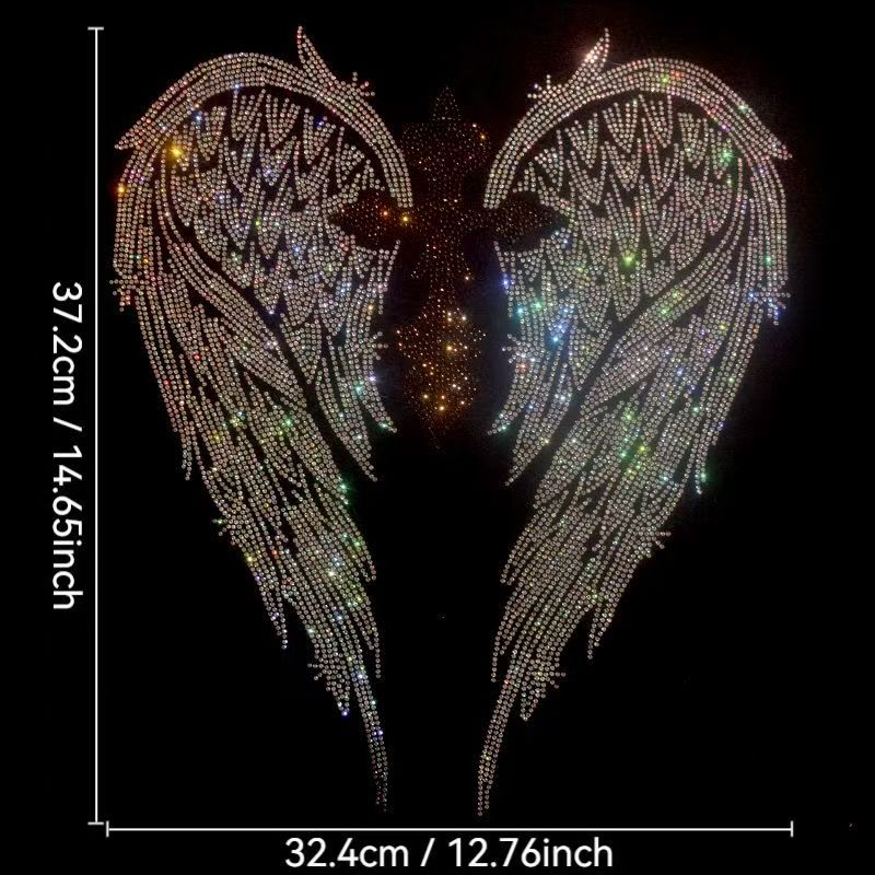 Hotfix Rhinestone Sheet - สไตล์ DIY เสื้อผ้าสติกเกอร์: ปีก Rhinestone 3D