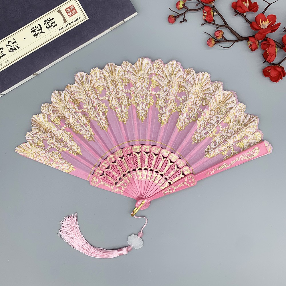 พัดจีนโบราณแบบพับได้ ลายลูกไม้ - Tassel Fringe Trim บทวิจารณ์และราคา