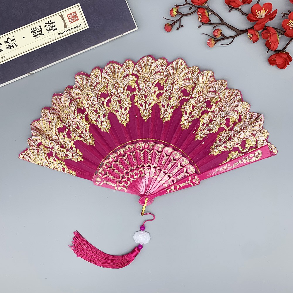พัดจีนโบราณแบบพับได้ ลายลูกไม้ - Tassel Fringe Trim บทวิจารณ์และราคา