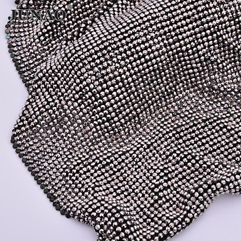 JUNAO 45*120 ซม.คริสตัลสีดำผ้า - Hotfix Rhinestone Sheet บทวิจารณ์และราคา