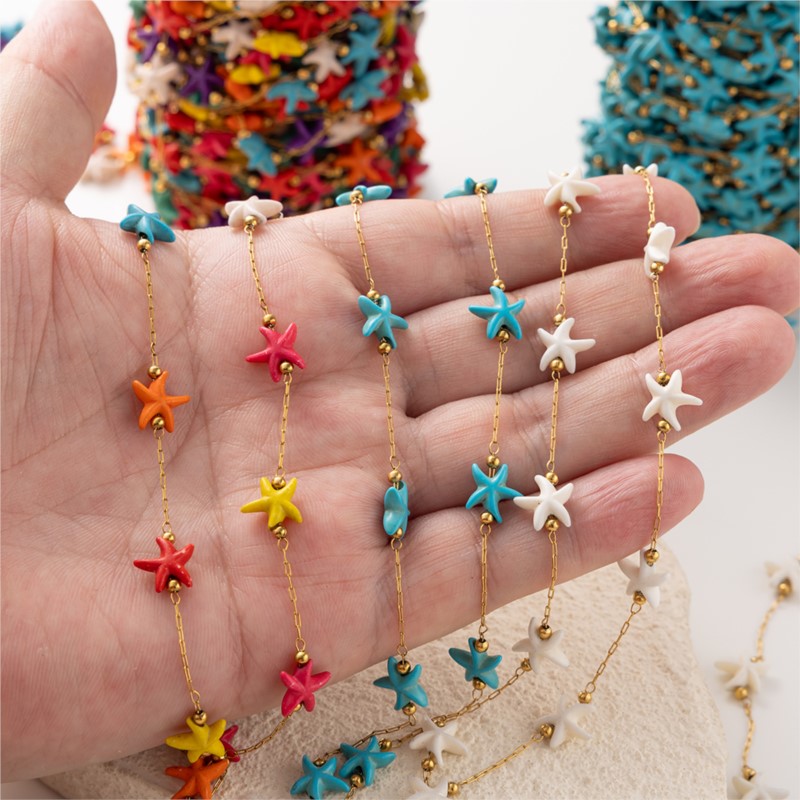 ลูกปัดปลาดาวสแตนเลสสีฟ้าคราม 1 - Pearl Trim Chain บทวิจารณ์และราคา