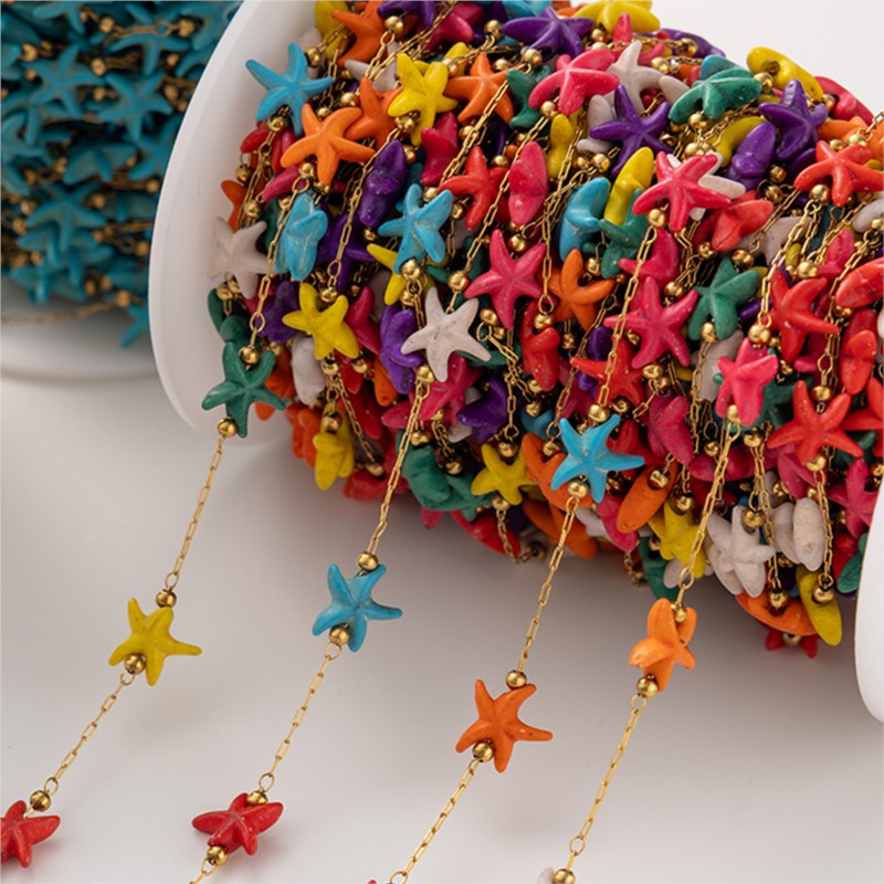 ลูกปัดปลาดาวสแตนเลสสีฟ้าคราม 1 - Pearl Trim Chain บทวิจารณ์และราคา