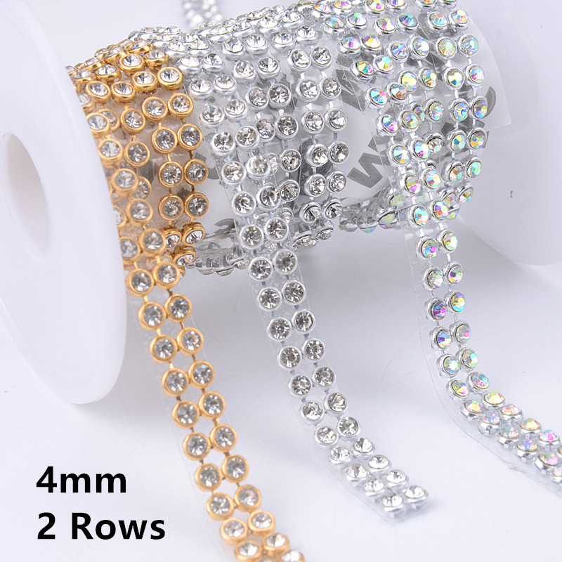 4 มม.2/5/10 แถวคริสตัลหินใสเทป - Hotfix Rhinestone Sheet บทวิจารณ์และราคา