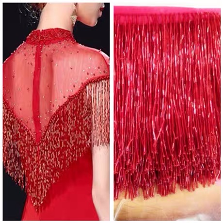 พู่ประดับลูกปัดสีเงินสำหรับชุด - Tassel Fringe Trim บทวิจารณ์และราคา