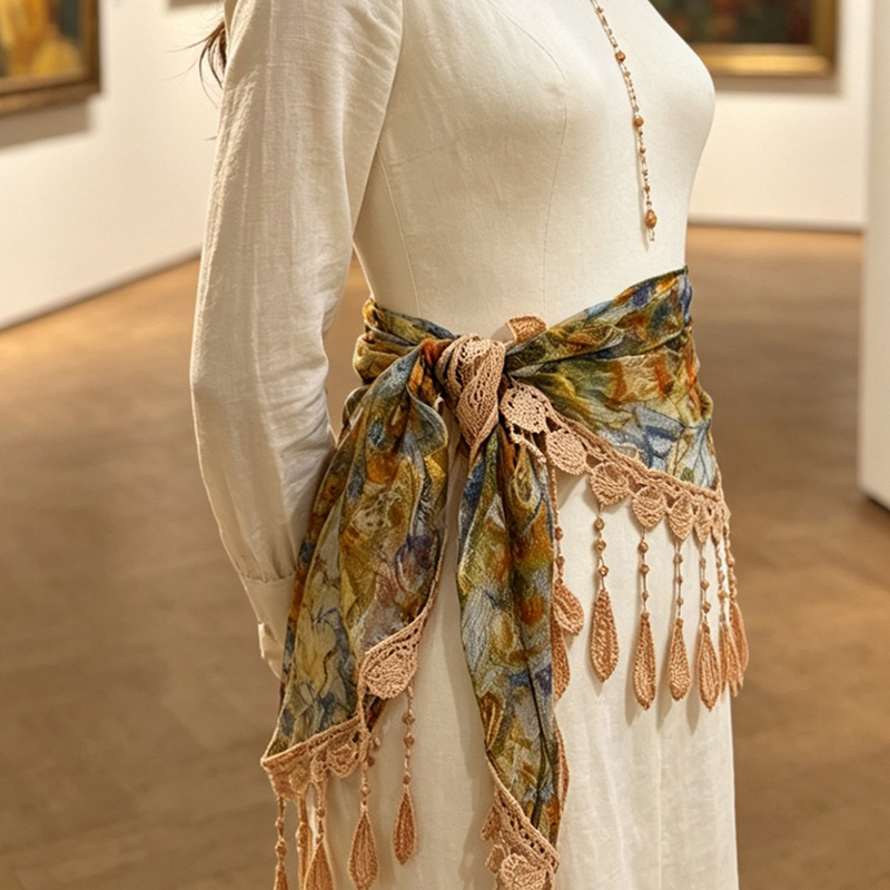 ผ้าพันเอวลายดอกไม้สไตล์วินเทจ  - Tassel Fringe Trim บทวิจารณ์และราคา