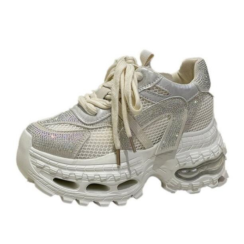 รองเท้าผ้าใบแฟชั่นทรง Chunky ส - Crystal Mesh Fabric บทวิจารณ์และราคา