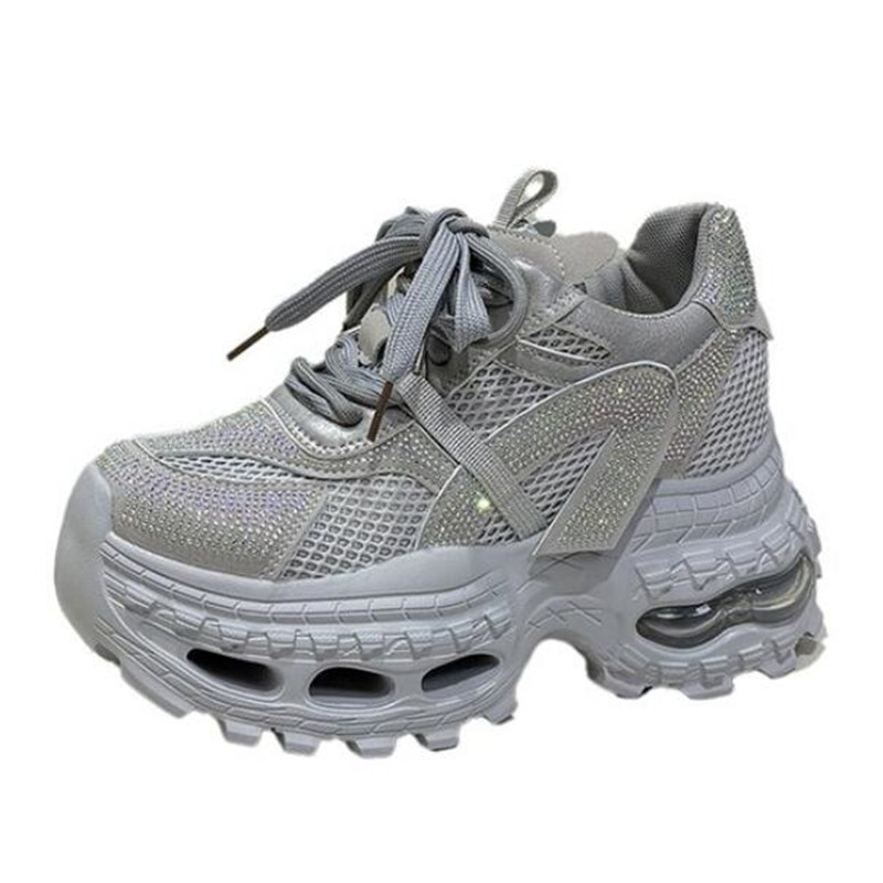รองเท้าผ้าใบแฟชั่นทรง Chunky ส - Crystal Mesh Fabric บทวิจารณ์และราคา