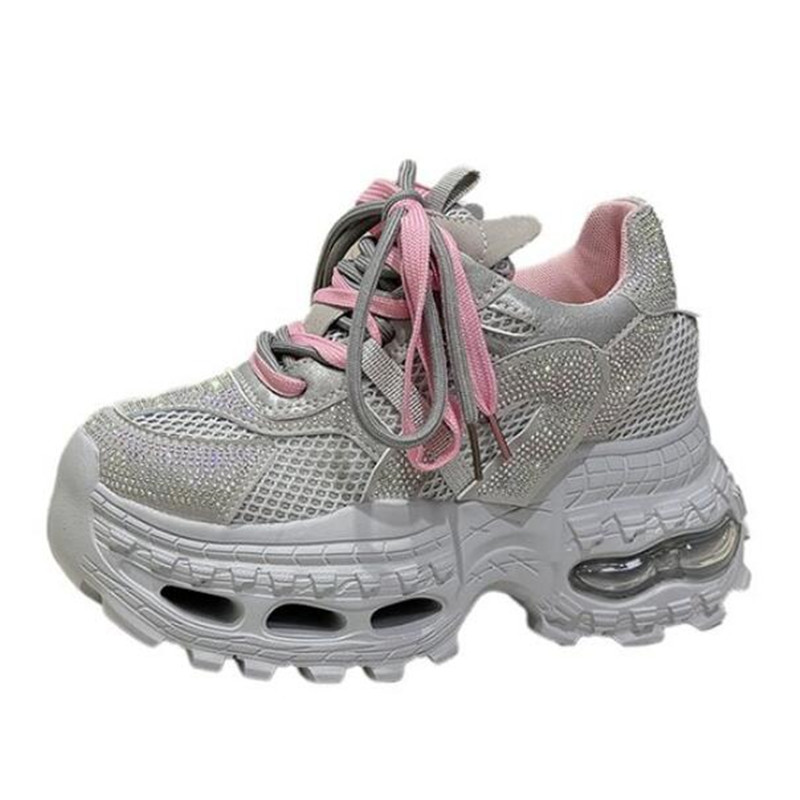 รองเท้าผ้าใบแฟชั่นทรง Chunky ส - Crystal Mesh Fabric บทวิจารณ์และราคา