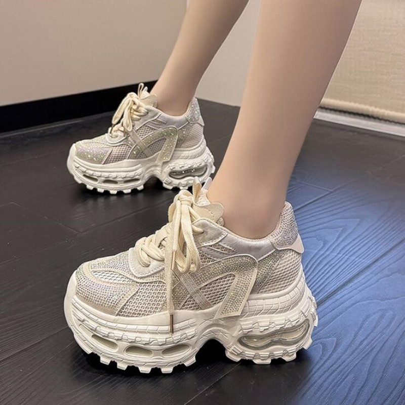 รองเท้าผ้าใบแฟชั่นทรง Chunky ส - Crystal Mesh Fabric บทวิจารณ์และราคา