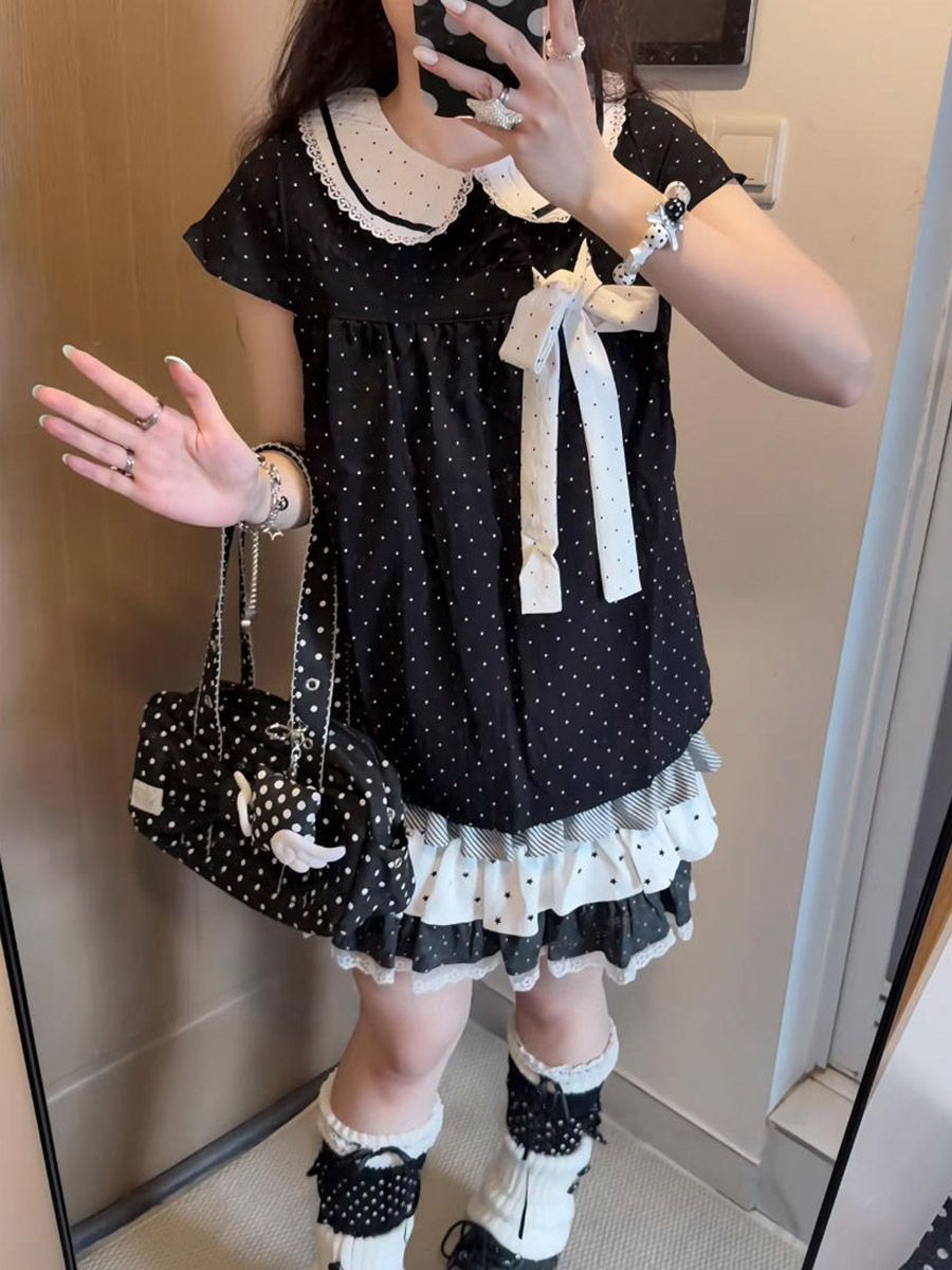 ชุดเซ็ต 2 ชิ้นสไตล์ Y2K คาวาอี - Lace Ribbon Trim บทวิจารณ์และราคา