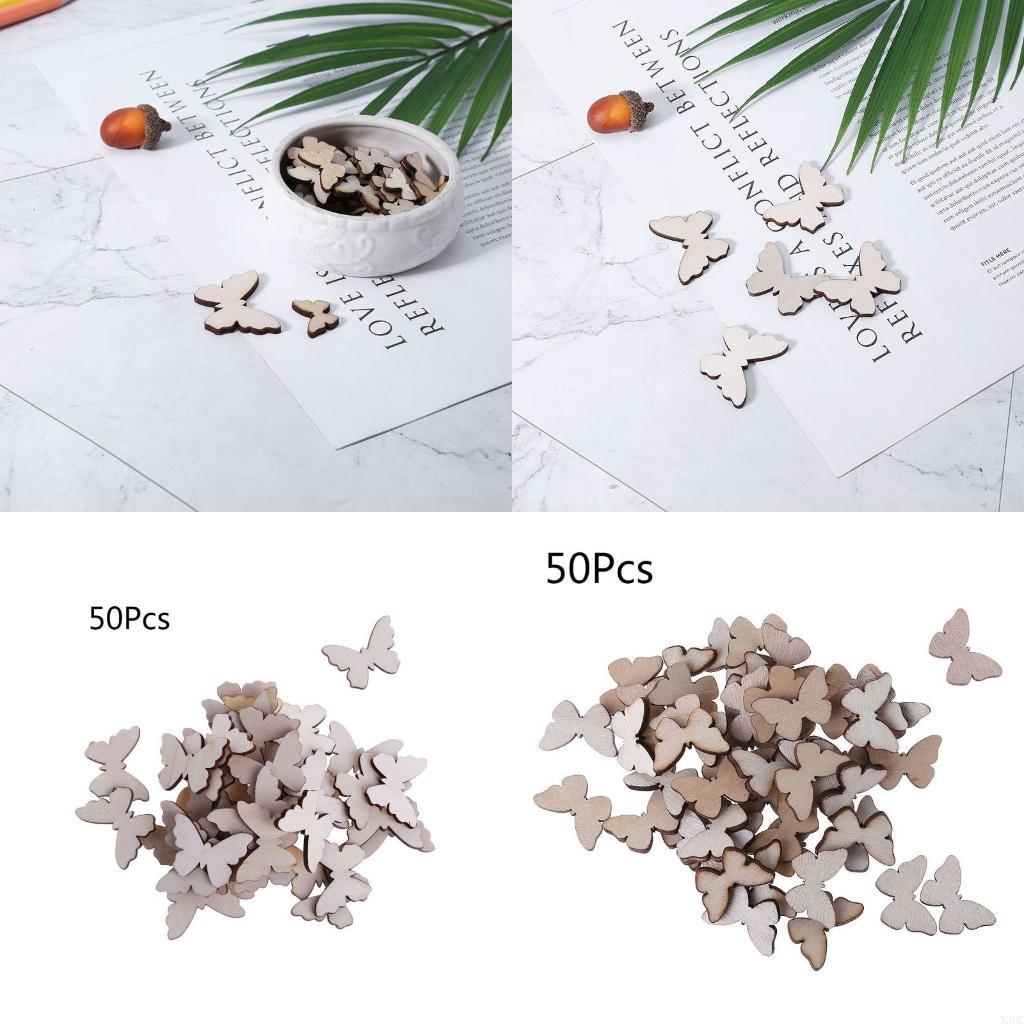 50 ชิ้นสำหรับผีเสื้อรูปร่างไม้ - Christmas Craft Embellishment บทวิจารณ์และราคา