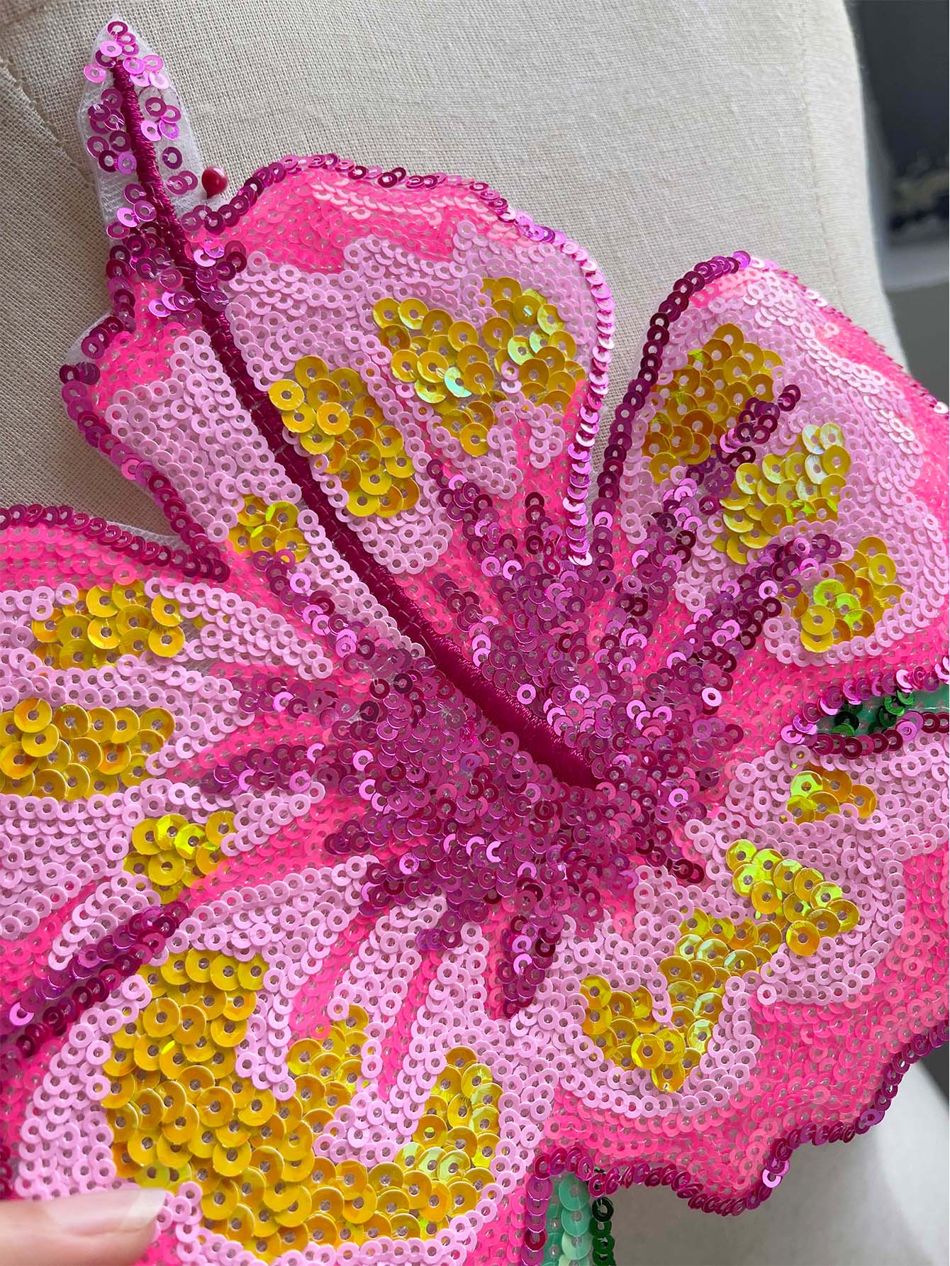 1 ชิ้น 26 ซม.Shining Pink Sequ - Applique Patch Flower บทวิจารณ์และราคา
